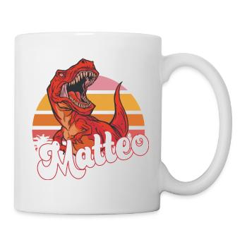 MATTEO - Beautiful boy name with T-REX Dino - Mug - white - Right