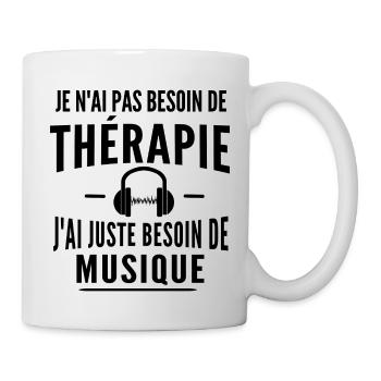 thérapie et musique / cadeau humour musicien - Mug blanc - blanc - Droite