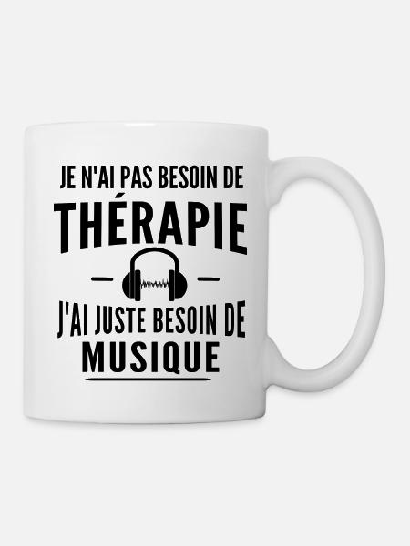 thérapie et musique / cadeau humour musicien - Mug blanc - blanc