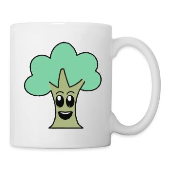Baum mit Gesicht Lächeln Niedlicher Baum - Tasse - Weiß - Rechts
