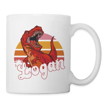 LOGAN - Beau prénom de garçon avec T-REX Dino - Mug blanc - blanc - Droite
