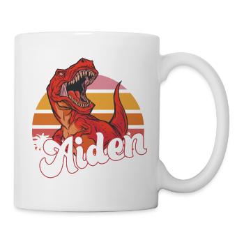 AIDEN - Schöner Jungen Name mit T-REX Dino - Tasse - Weiß - Rechts