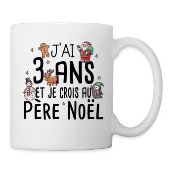 3 ans Père Noël Anniversaire Fille Garçon Fillette - Mug blanc - blanc - Droite