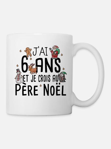 6 ans Père Noël Anniversaire Fille Garçon Fillette - Mug blanc - blanc