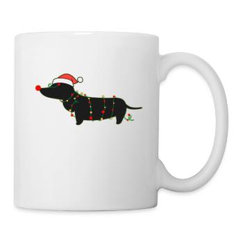 Lumières de Noël du teckel, Teckel Santa Hat - Mug blanc - blanc - Droite