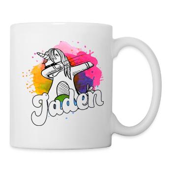 JADEN - Schöner Jungen Name mit Coolem Einhorn - Tasse - Weiß - Rechts