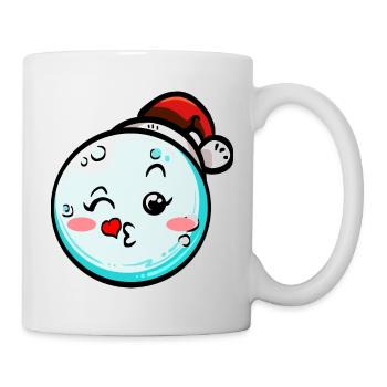 Schneeball mit Weihnachtsmütze #7/9 - Tasse - Weiß - Rechts