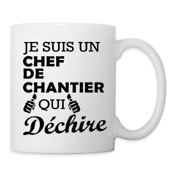 je suis un chef de chantier qui déchire - Mug blanc - blanc - Droite