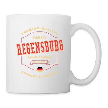 Regensburg Deutschland Stadt Schrift Vintage Retro - Tasse - Weiß - Rechts