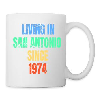 Rétro Vintage vivant à San Antonio depuis 1974 - Mug blanc - blanc - Droite