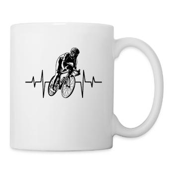 Radfahren Herzschlag, Rennsportliebhaber, Fahrradlinie Fahrrad - Tasse - Weiß - Rechts