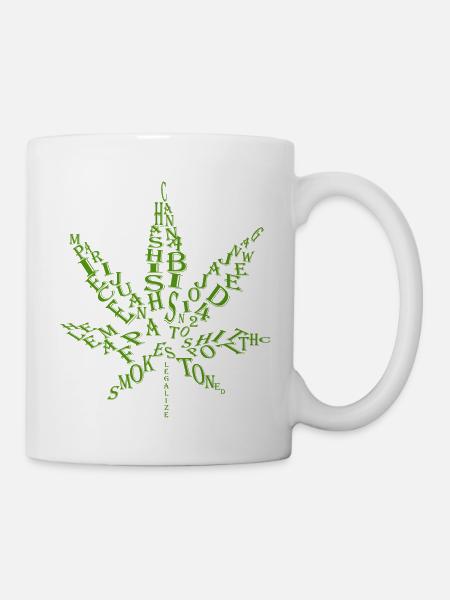 Buchstaben/ Wörter Hanfblatt - Tasse - Weiß