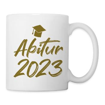 Abschluss Abitur 2023 Hut Pinselschrift - Tasse - Weiß - Rechts