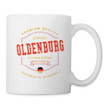 Oldenburg Deutschland Stadt Schrift Vintage Retro - Tasse - Weiß - Rechts