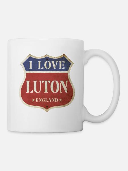Luton England UK Stadt I Love Vintage Retro - Tasse - Weiß