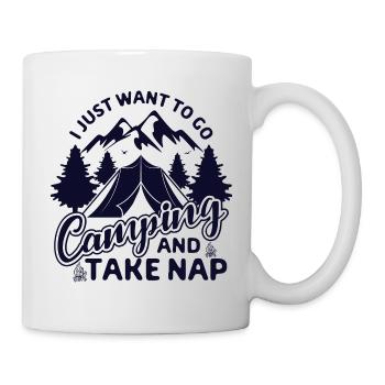 Ich will nur campen und schlafen Camping Wohnwagen - Tasse - Weiß - Rechts