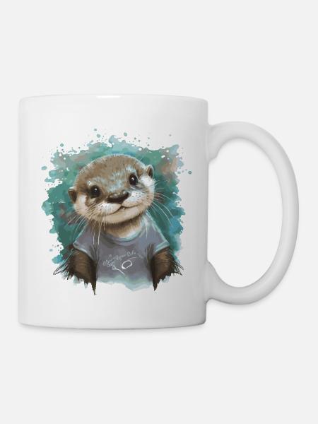 baby otter gift birth - Mug - white