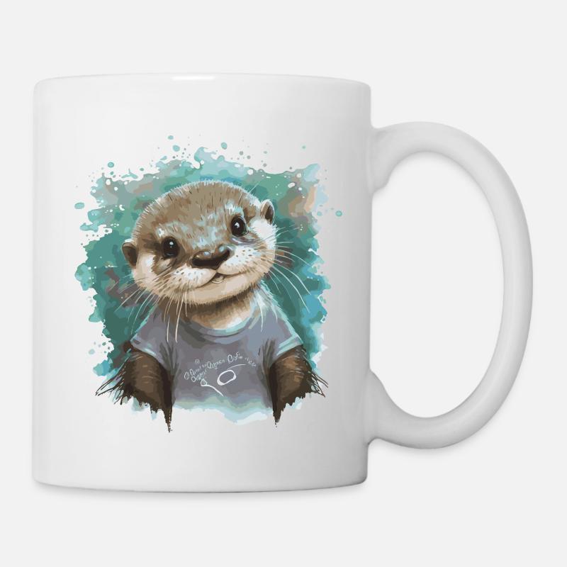 baby otter gift birth - Mug - white