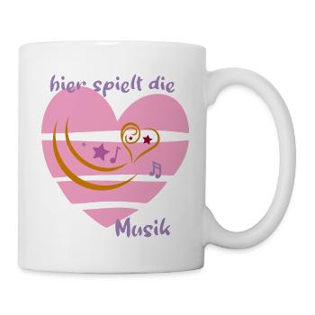 Musik, Herz, Noten - Tasse - Weiß - Rechts