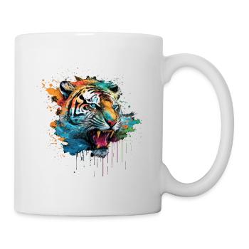 Tiger Splash Grunge Colorful Animal Predator Art - Mug blanc - blanc - Droite