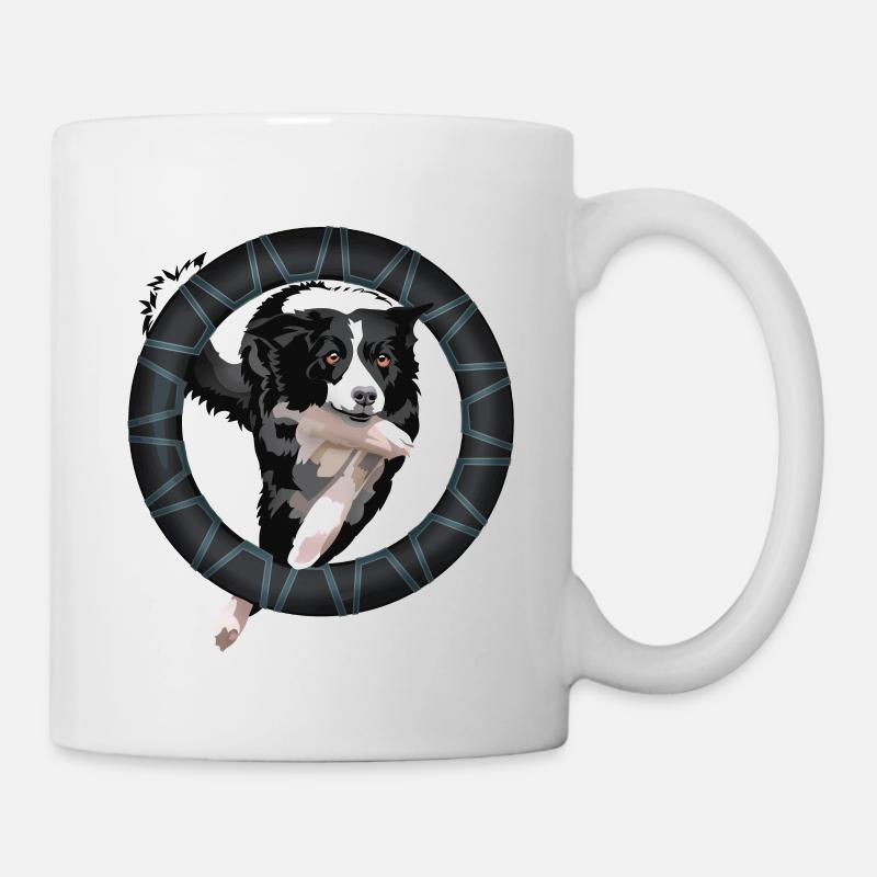Border Collie on the tire - Mug - white