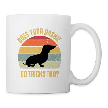 Macht Ihr Dackel Weiner auch Tricks - Tasse - Weiß - Rechts