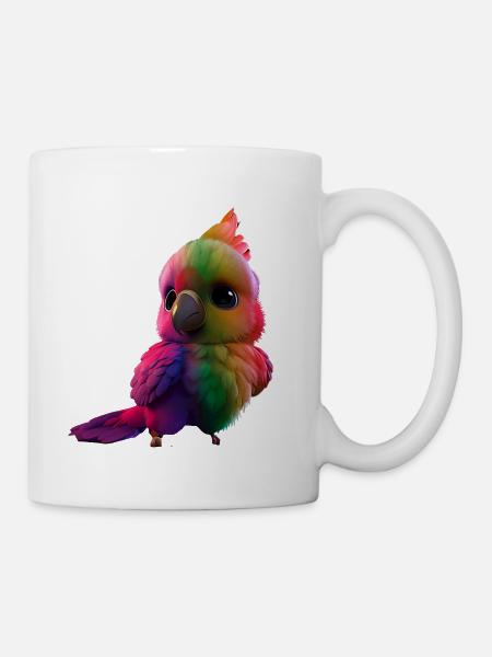 Regenbogen Papagei - Tasse - Weiß