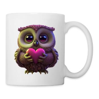 Mignon hibou rose avec coeur - Mug blanc - blanc - Droite