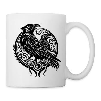 Odins Raben Hugin Munin Tribal Tattoo Wikinger - Tasse - Weiß - Rechts