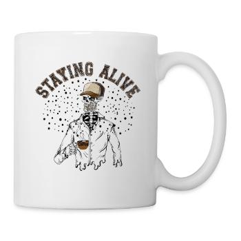 Rester en vie, rester en vie Squelette boire du café - Mug blanc - blanc - Droite