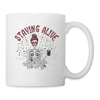 Rester en vie, rester en vie Squelette boire du café - Mug blanc - blanc - Droite