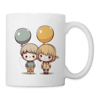 Mädchen Junge Ballon Geschwister Bruder Schwester - Tasse - Weiß - Rechts