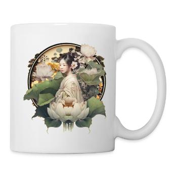 Zarte Anmut: Sitzendes Lotusmädchen aus China - Tasse - Weiß - Rechts