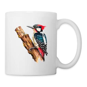 Aquarellspecht auf einem Baum - Tasse - Weiß - Rechts