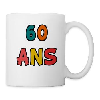 60 ANS. 60e ANNIVERSAIRE. ANNIVERSAIRE 60 ANS. 60 - Mug blanc - blanc - Droite