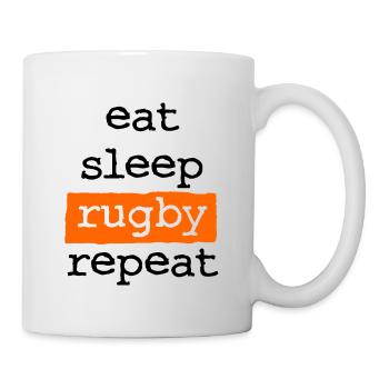 eat sleep rugby repeat - Essen Schlafen Rugby - Tasse - Weiß - Rechts