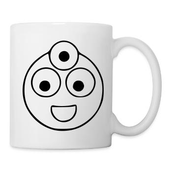 Emoji sketch three eyes black - Mug - white - Right