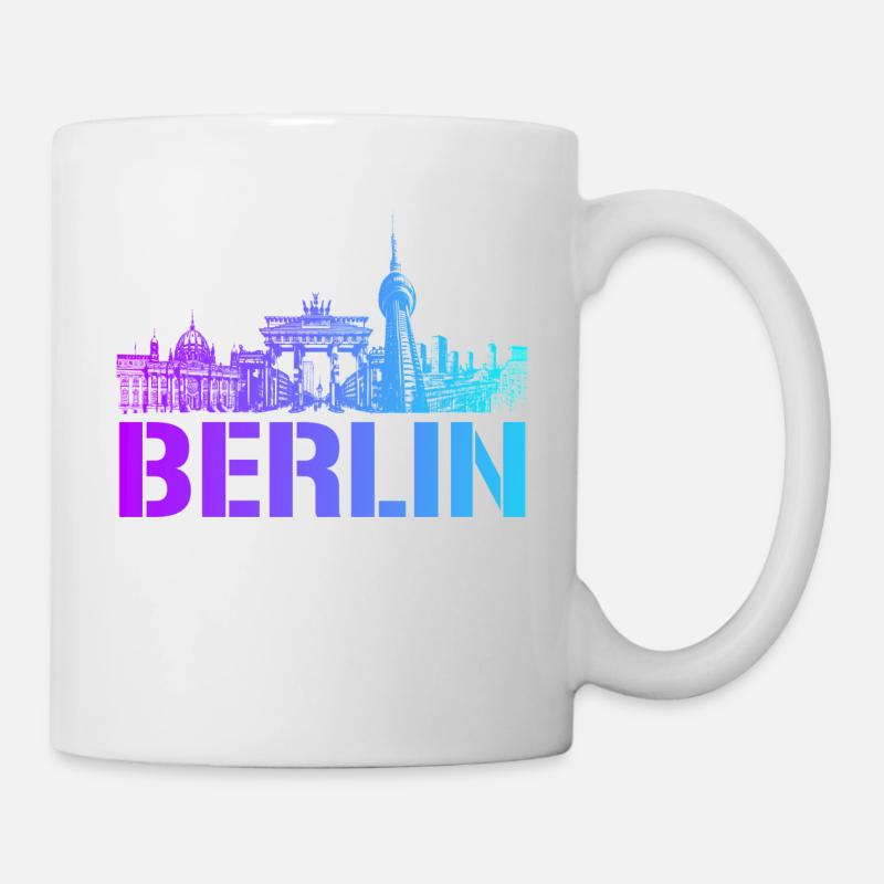 Berlin Skyline mit Berliner Wahrzeichen - Tasse - Weiß