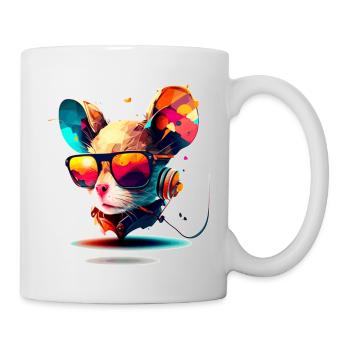 Bass und Techno Maus als Raver und Party Nagetier - Tasse - Weiß - Rechts