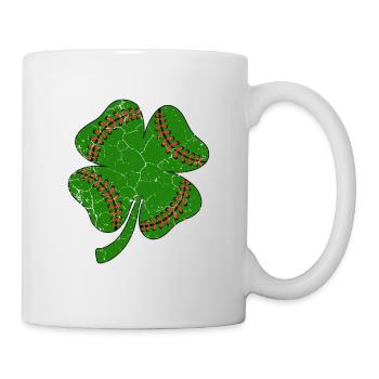 Baseball St Patricks Day, Leaf Clover, Kleeblatt - Tasse - Weiß - Rechts