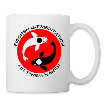 Fischen ist Meditation mit einem Haken. Yin & Yang - Tasse - Weiß - Rechts