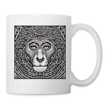 Dessin de singe tribal dans un carré - Mug blanc - blanc - Droite