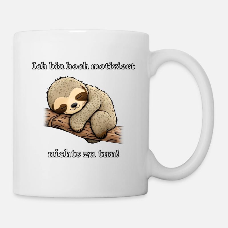 süßes Faultier schläft Geschenkidee - Tasse - Weiß
