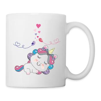 La licorne tombe amoureuse de cœur - Mug blanc - blanc - Droite