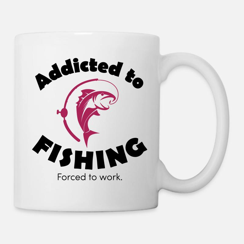 Dépendant de la pêche, obligé de travailler - Mug blanc - blanc