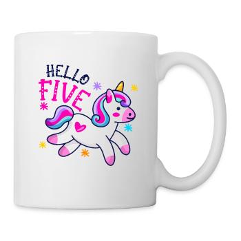 Hello FIVE Unicorn, Fifth birthday, Magical Unicor - Mug - white - Right