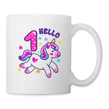Hello One Unicorn, First birthday, Magical Unicorn - Mug - white - Right