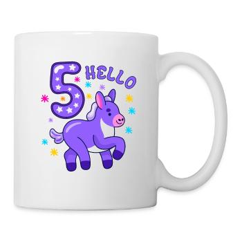 Bonjour FIVE âne, Cinquième anniversaire, 5ème anniversaire - Mug blanc - blanc - Droite