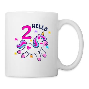 Hello Two Unicorn, second birthday - Mug - white - Right