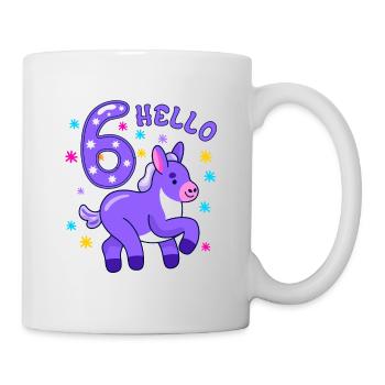 Hallo Sechs Esel, sechster Geburtstag, 6. Geburtstag - Tasse - Weiß - Rechts